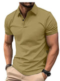 Men's slim fit casual short sleeve shirt in a solid colour on a hanger.