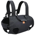Black oxford cloth dog backpack for medium to large pets with soft construction