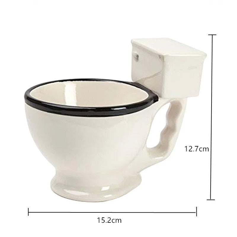 Humorous toilet-shaped ceramic coffee mug with handgrip, perfect for gag gifts or unique decor