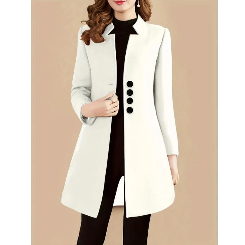 Women's slim-fit modal coat with rabbit fur fabric in army green colour, showing 40cm short length and Korean style cut