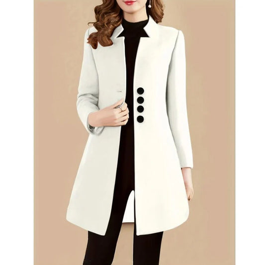 Women's slim-fit modal coat with rabbit fur fabric in army green colour, showing 40cm short length and Korean style cut