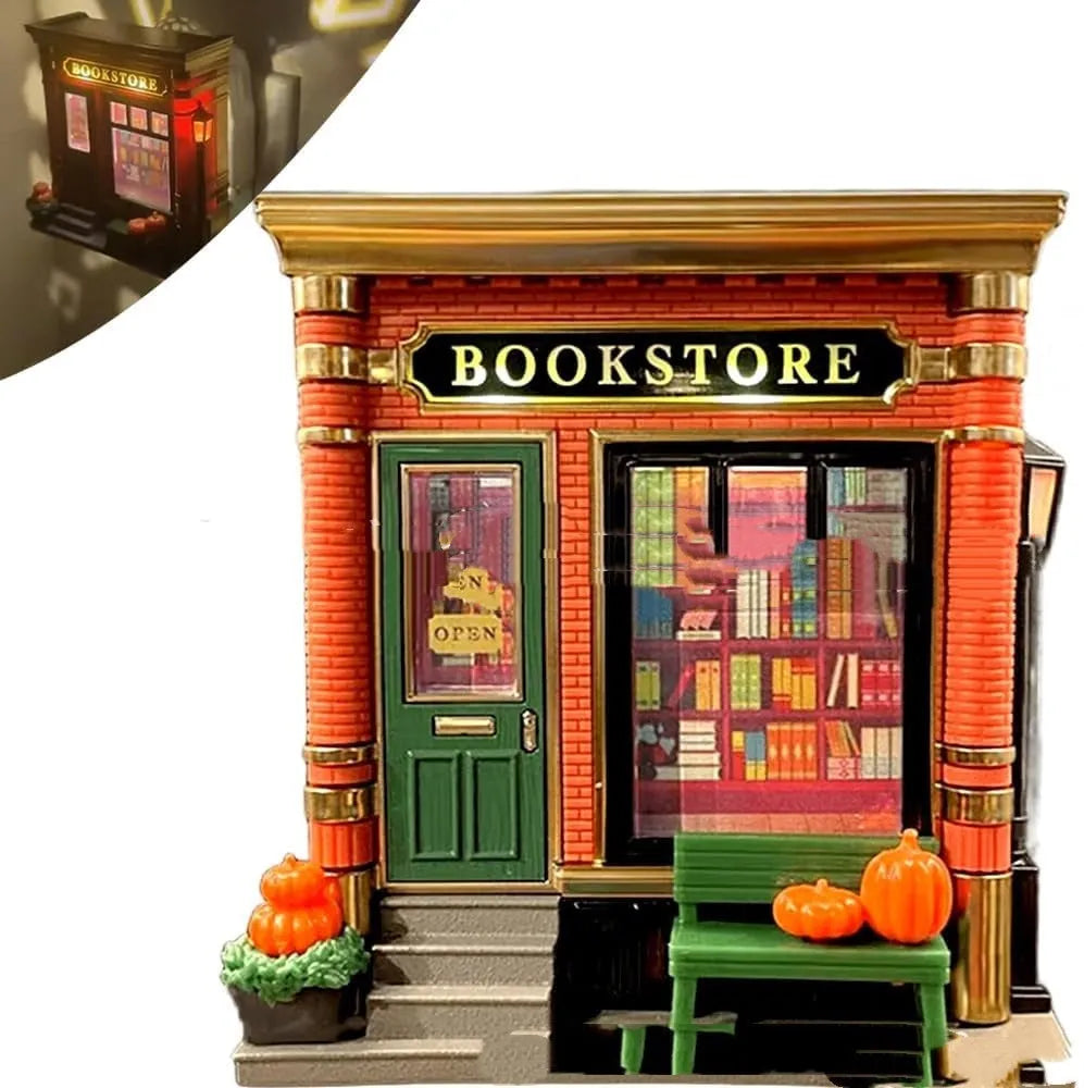 Cartoon house-shaped resin Christmas night lamp ornament with a US plug