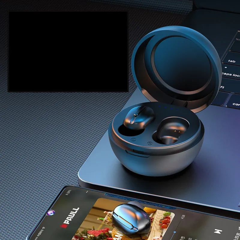 New in-ear sports stereo Bluetooth headset in black with USB charging style