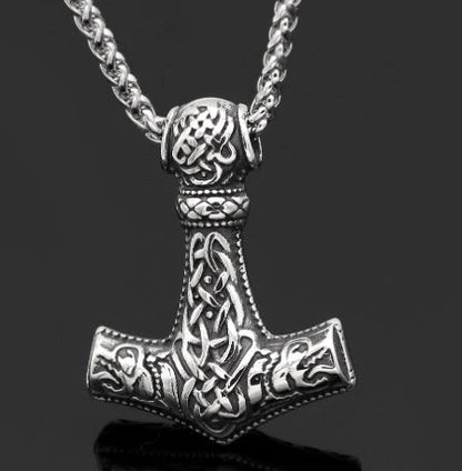 Vintage Nordic rune necklaces with Elder Futhark pendant in stainless steel and gold finishes