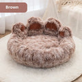Two-color thickened plush pet bed for dogs in double silk gray with hand-shaped brush nest finish, 50cm diameter