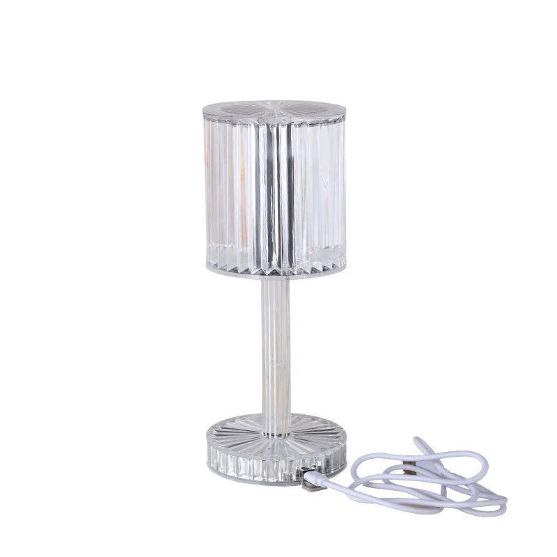 Elegant crystal table lamp with dimmable LED lighting for home decor