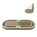 Green corrugated paper folding cat grab board with ball, L660xW300xH42mm