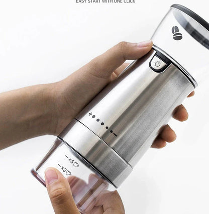 Premium Electric Coffee Grinder with Adjustable Settings, Stainless Steel Construction, and USB Charging