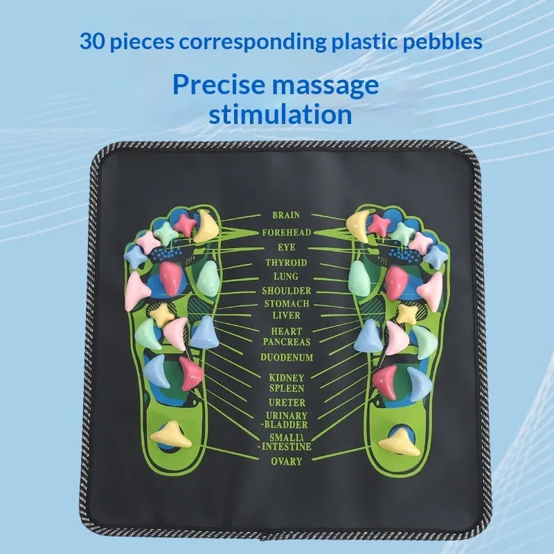 Health Path Cobblestone Foot Massage Mat 35x35cm PVC with English text on a floor indoors