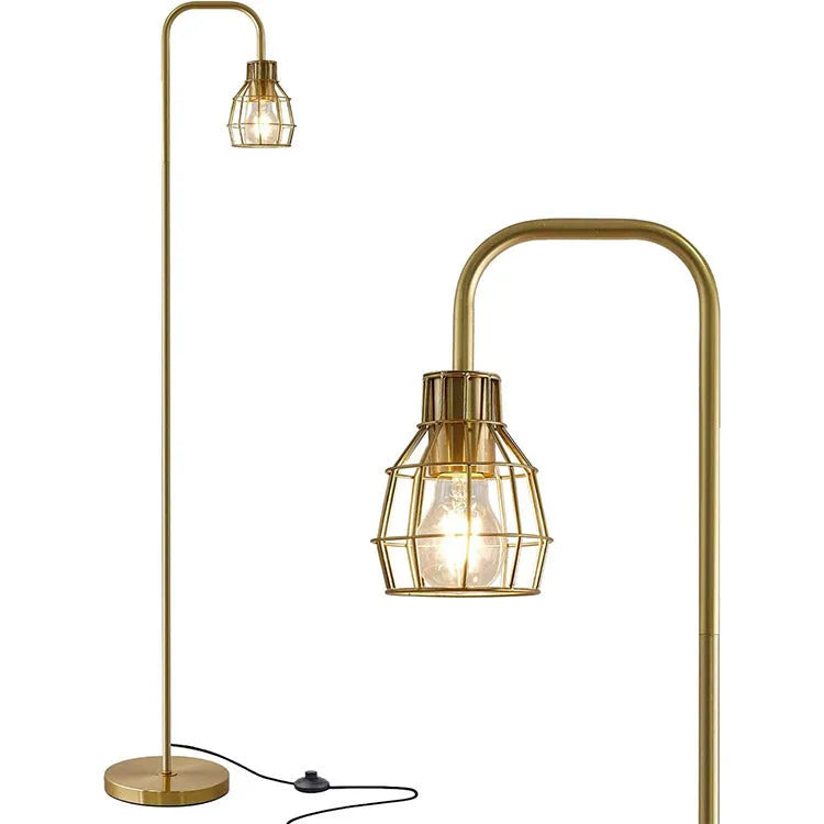 American country retro bedside lamp with metal shade in black and USB charging port