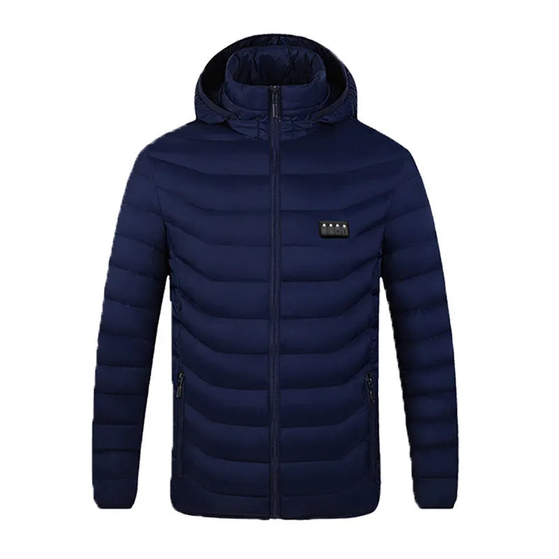 Winter smart heating cardigan for men and women in black, hooded, chemical fibre blend, sizes S to 6XL