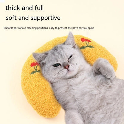 U-Shaped Pet Pillow for cats and small dogs in various colors, supporting vertebra and enhancing sleep