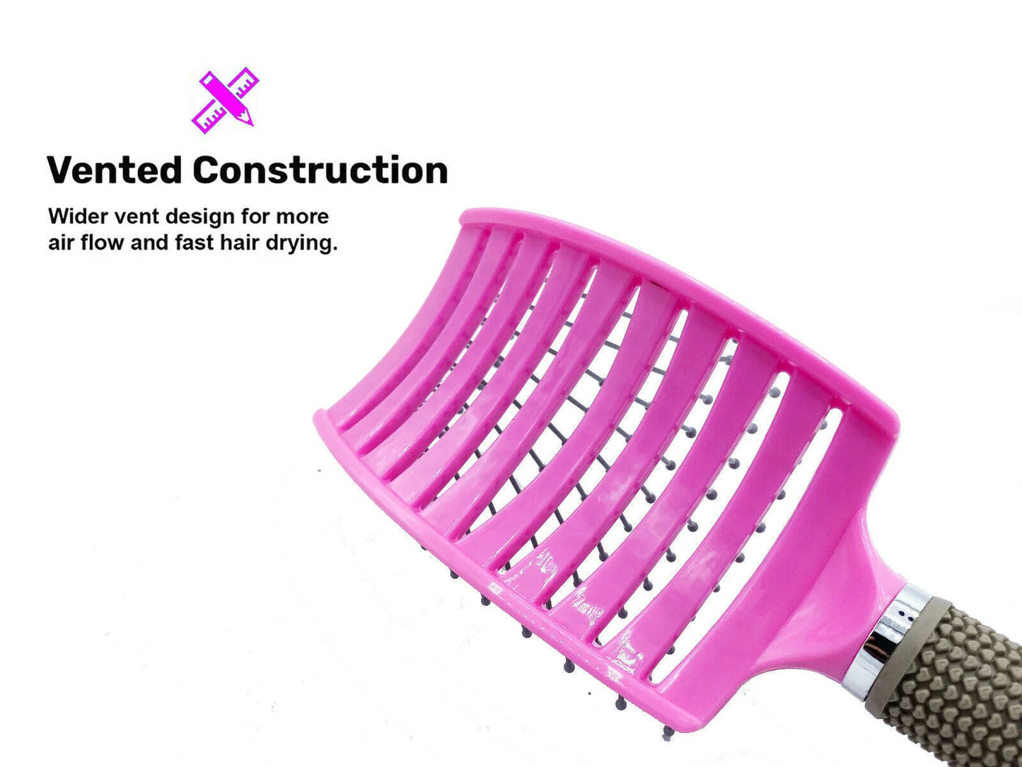 Anti Static Bending Nylon Women's Wet Curly Tangled Hair Brush Styling Tool in PinkPurple