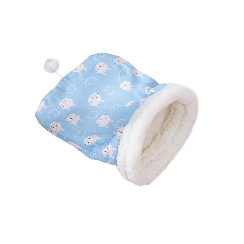 Blue rabbit design flannel cat sleeping bag nest measuring 50 by 40 centimetres