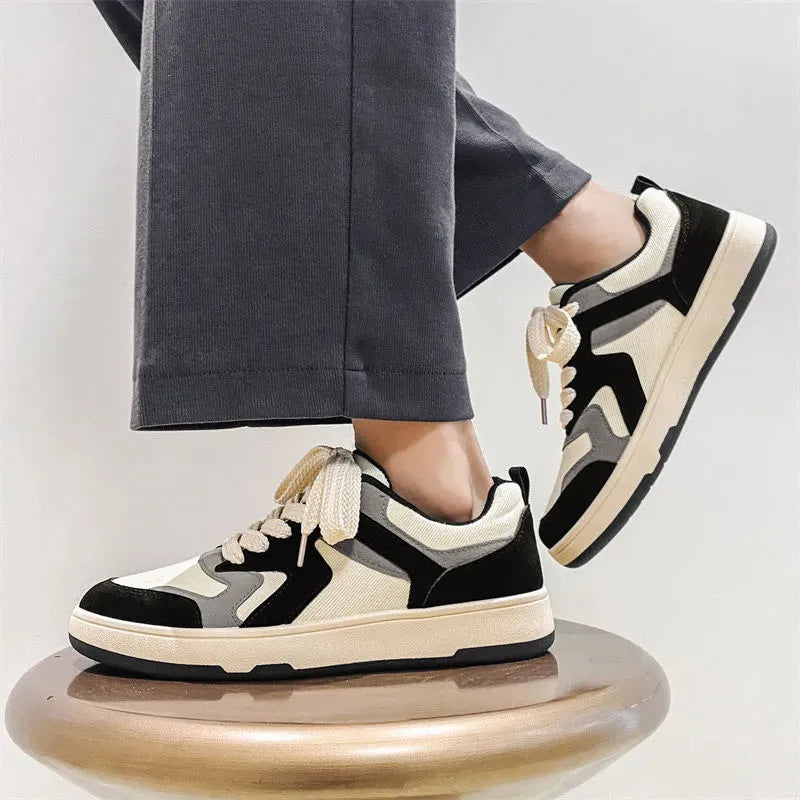 Men's Harbor style retro sports casual canvas shoes in blue, round toe, flat heel, size 39-44