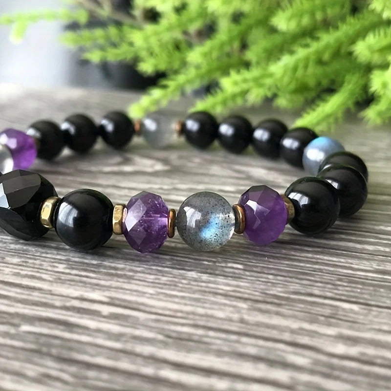 Versatile Obsidian 8mm Beaded Bracelet in European and American style