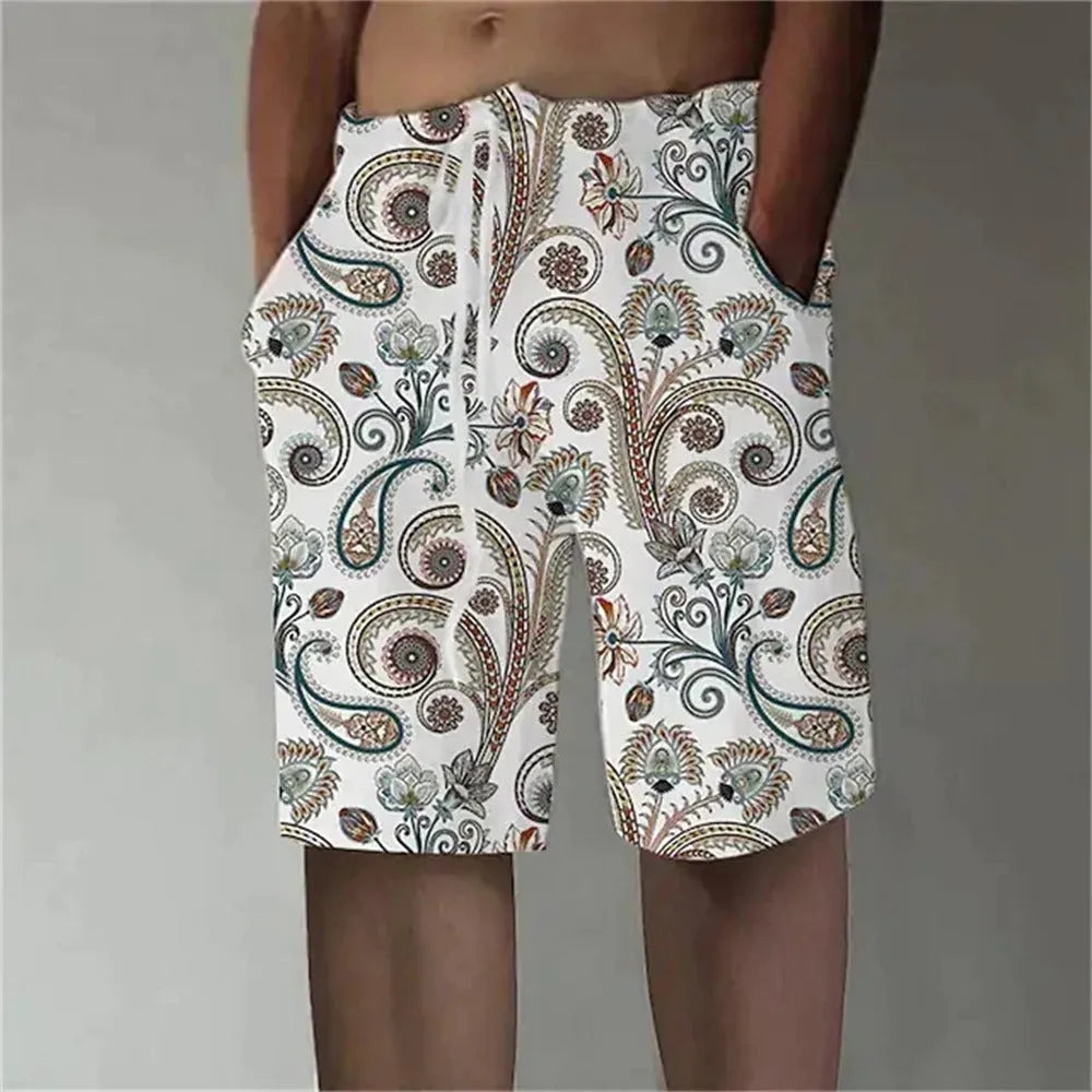 Men's 3D printed beach pants swimming trunks in polyester with digital pattern, size S-6XL