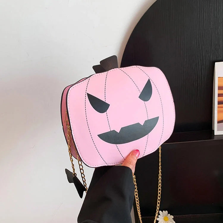 Halloween Cartoon Pumpkin Shoulder Bag in various colours with chain strap