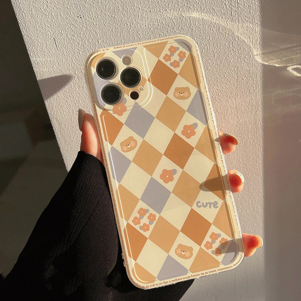 Stylish Geometric Rhombus Grid Protective Phone Case for iPhone in Various Colors