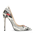 12cm graffiti fashion women's pointed toe stiletto heels with rhinestones on catwalk