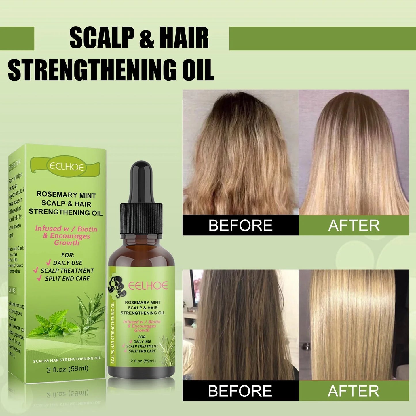 Rosemary Mint Hair Growth Fluid Scalp Massage 59ml bottle with natural plant extracts