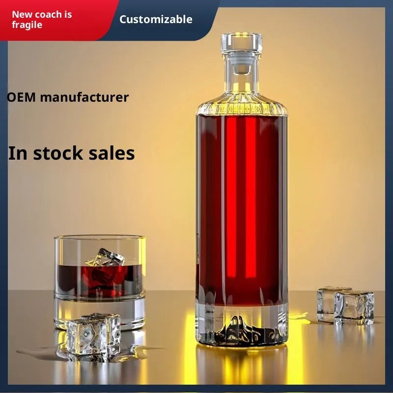 One-pound thickened crystal glass fruit wine bottle 500ml in transparent colour for home brewing