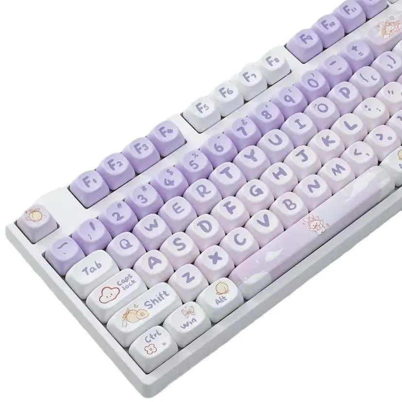 Gradient purple rabbit design PBT keycap set for mechanical keyboards with sublimation printing