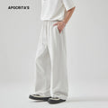 Men's straight leg casual trousers in cotton blend fabric available in grey and black colours