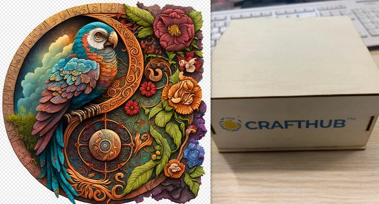 Animal Puzzle Craft Hub A3 Size Wooden Box for puzzle storage and display