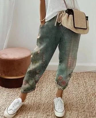 Women's cotton linen casual pants in solid colours, perfect for NZ's climate