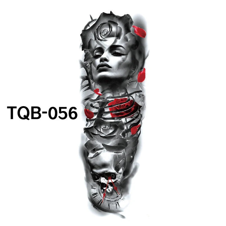 Waterproof full arm tattoo sticker with vibrant designs for temporary body art