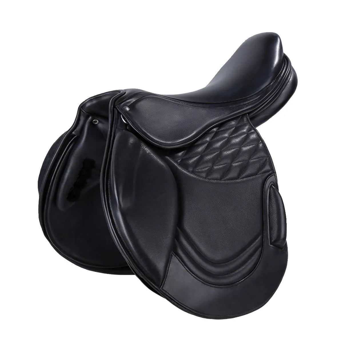 17-inch cowhide equestrian saddle in black colour for horse riding