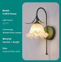 French cream Nordic wall lamp with orchid bell flower motif and three colour light options