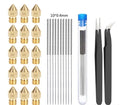 Brass MK8 3D printer nozzle and stainless steel cleaning pin kit for Ender 3