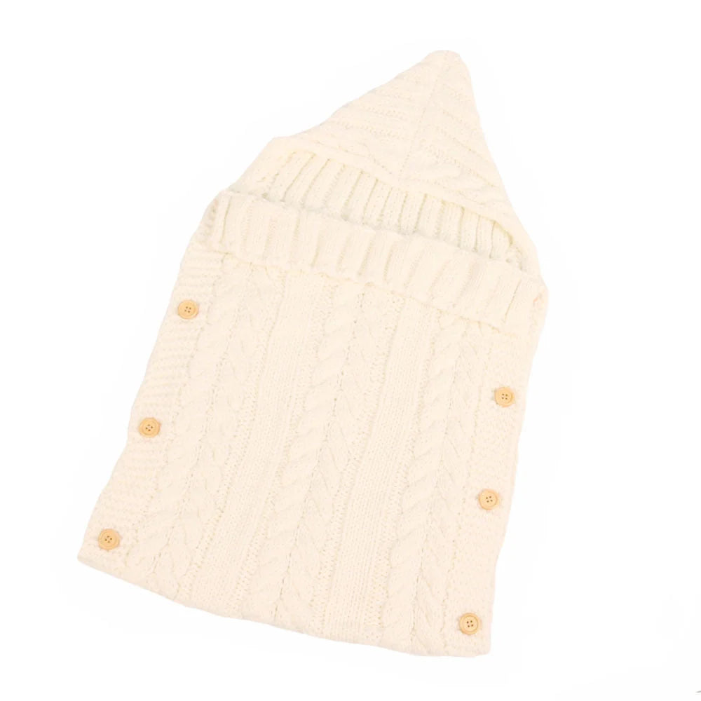 Newborn knit sleeping bag in various colours, soft and breathable for autumn and winter