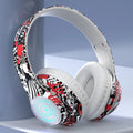 Bluetooth headset folding card design in graffiti black with breathing light, PC ABS material, for gaming and music
