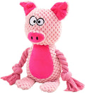 Soft plush dog toy with squeaker, crinkle paper, and cotton rope in elephant, fox, monkey, pig, and rabbit designs