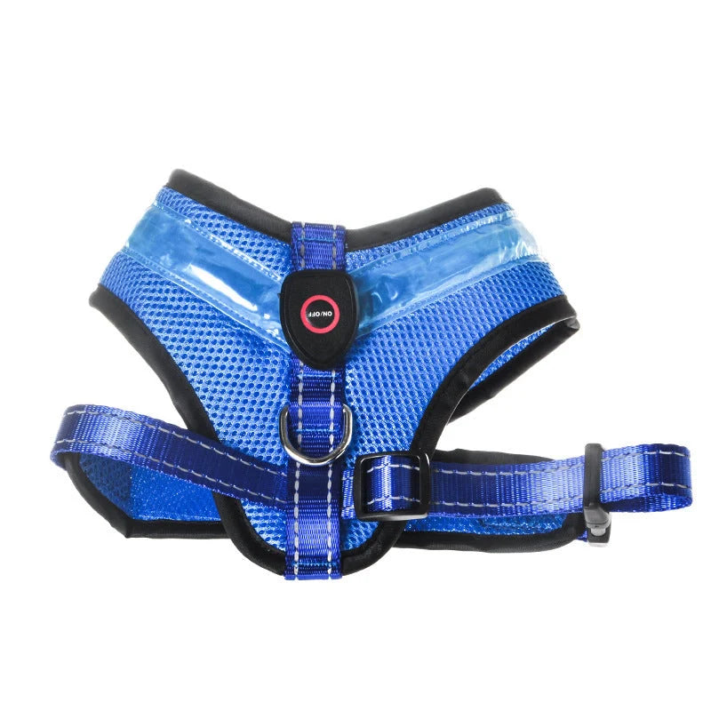 LED Luminous Dog Harness with USB charging and reflective design for pet safety