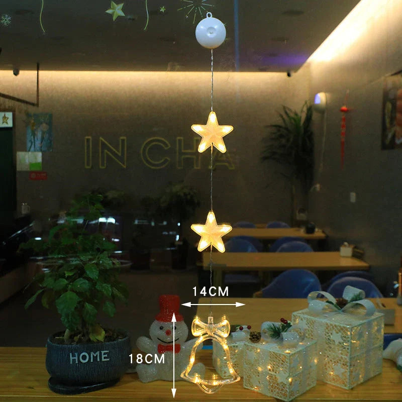 3pcs LED Christmas Star Tree Hanging Sucker Lamps for festive window and home decor