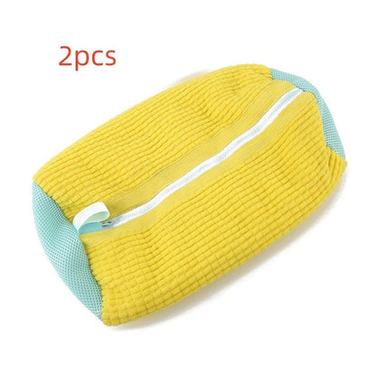 Reusable shoe wash bag with auto-lock zipper for washing machine cleaning