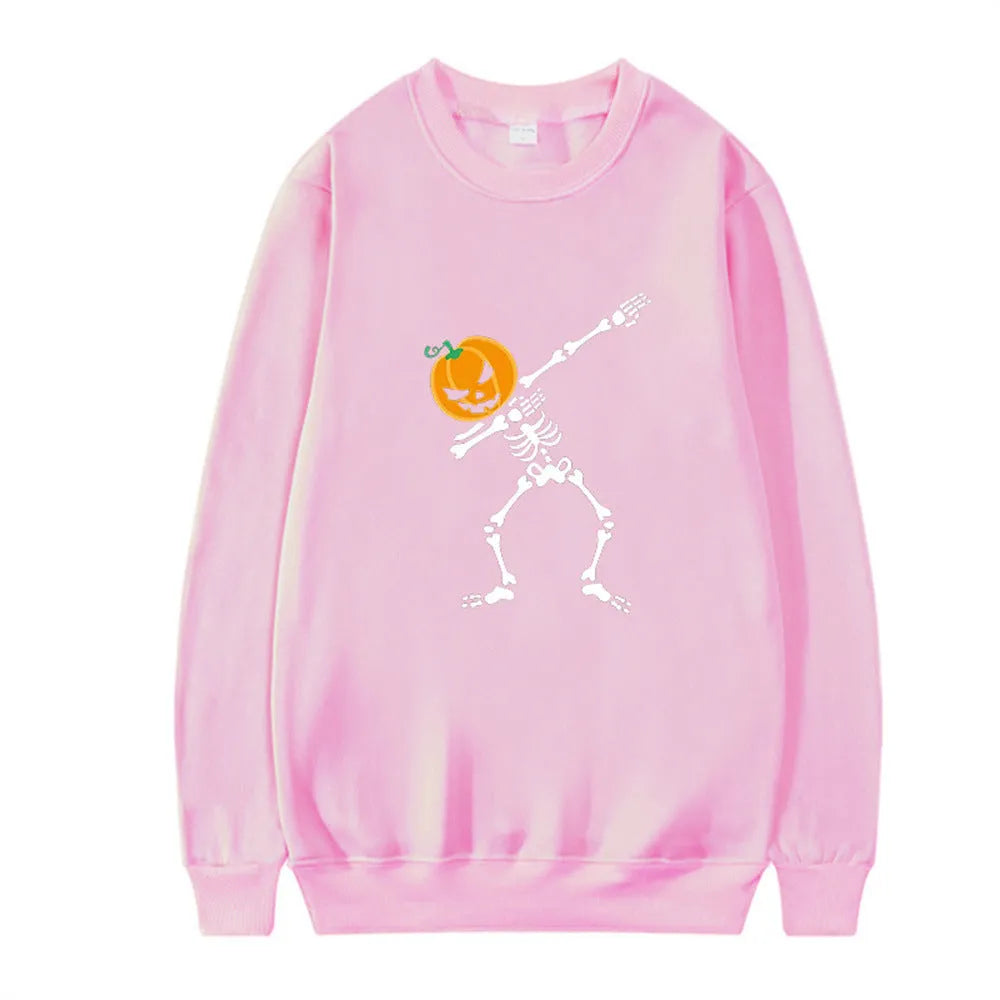 Women's printed long sleeve crew neck top in a cotton blend fabric, shown in one of five colour options.