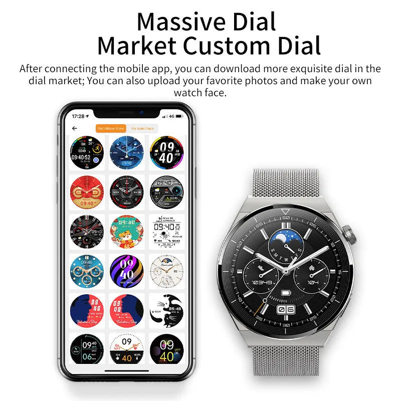 Black silicone strap smartwatch with silver vinyl case showing a TFT touch screen display.