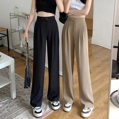 Women's high waist loose drape suit wide leg pants in various colours