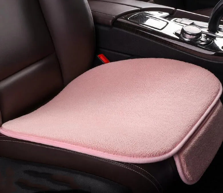 Fleece car seat cushion without backrest in black for winter use universal fit