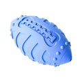 Thickened light green rubber rugby ball dog toy with vocal sound feature for chewing and interactive play.