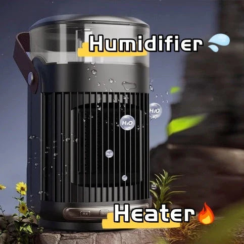 Versatile 2-in-1 heater and humidifier with sleek black design and easy-to-use controls