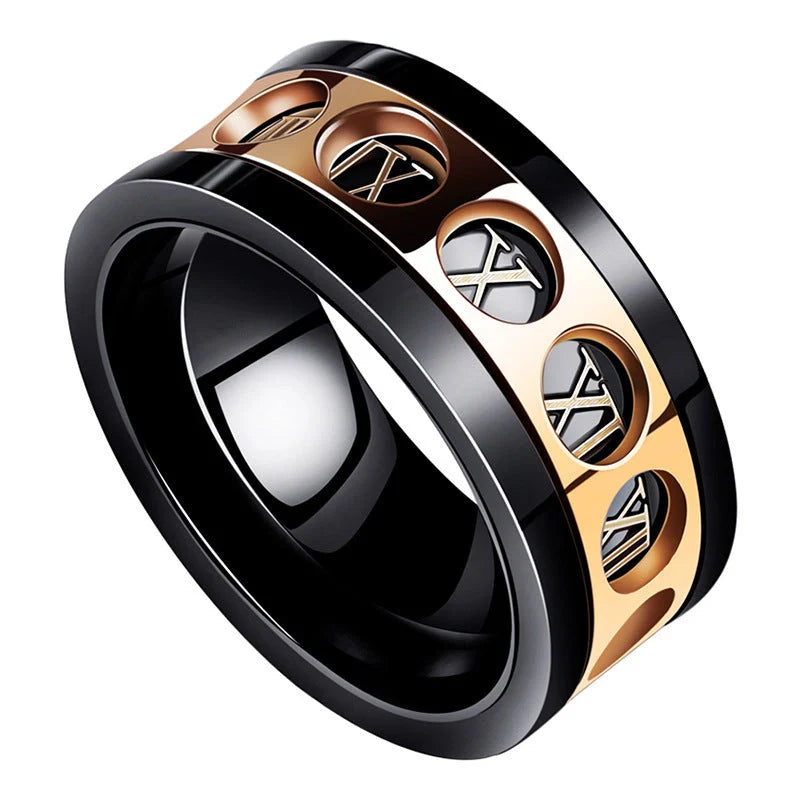 Titanium steel personality ring in various colours and designs, showcasing hip hop simplicity