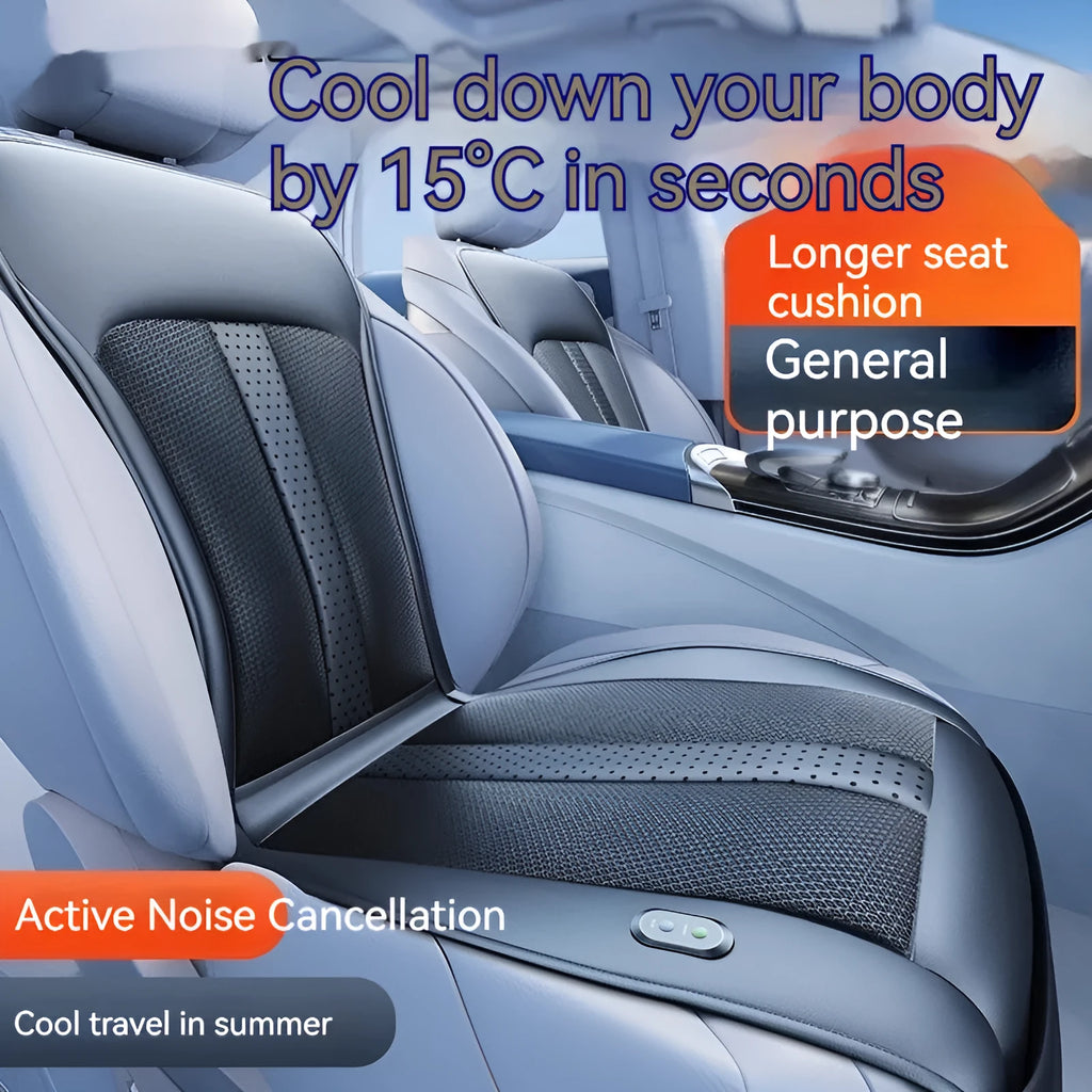Ventilated car seat cushion with cooling fans in black or brown colour options