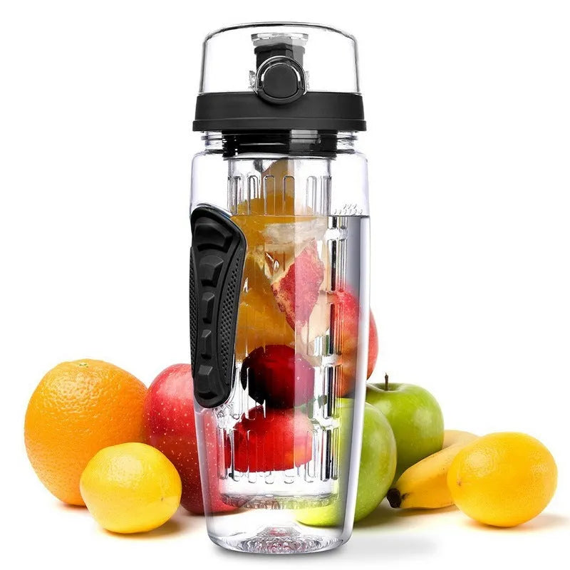 32oz Tritan fruit infusing water bottle with fruit cup infuser and leakproof design