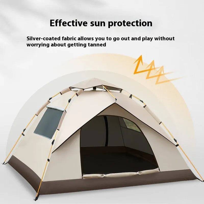 Silver pastebrushing sun-proof automatic pop-up tent quicksand gold coffee bottom for 2-4 people outdoors
